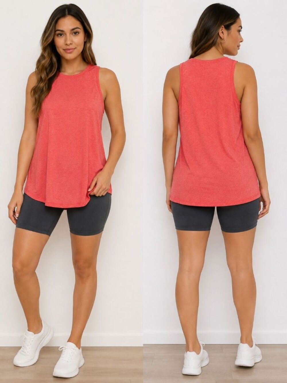 Athleta Coral Heathered Sleeveless Tank Top XL Lightweight Stretch Activewear